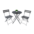 Foldable Outdoor Set Round Table and Slat Chairs